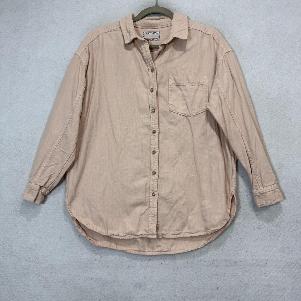 Pilcro Shirt Womens Small Pink Cotton Linen Button Front Long Sleeve Top